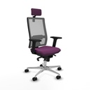 Horna sincro malla gris similpiel morado brazos 2D base aluminio cabecero 2D ruedas 65mm nailon