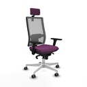Horna sincro malla gris similpiel morado brazos 3D base blanca cabecero 2D ruedas 65mm engomadas