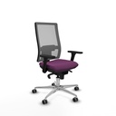 Horna sincro malla gris similpiel morado brazos 3D base aluminio  ruedas 65mm engomadas