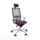 Horna sincro malla gris similpiel morado brazos blancos base blanca cabecero 2D ruedas 65mm engomadas