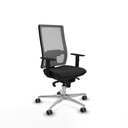 Horna sincro malla gris similpiel negro brazos 1D base aluminio  ruedas 65mm engomadas