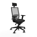 Horna sincro malla gris similpiel negro brazos 2D base piramidal cabecero fijo ruedas 65mm engomadas