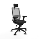 Horna sincro malla gris similpiel negro brazos 2D base piramidal cabecero 2D ruedas 65mm engomadas