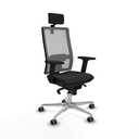 Horna sincro malla gris similpiel negro brazos 2D base aluminio cabecero 2D ruedas 65mm engomadas