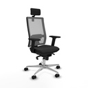 Horna sincro malla gris similpiel negro brazos 2D base aluminio cabecero 2D ruedas 65mm nailon