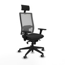 Horna sincro malla gris similpiel negro brazos 3D base piramidal cabecero fijo ruedas 65mm engomadas