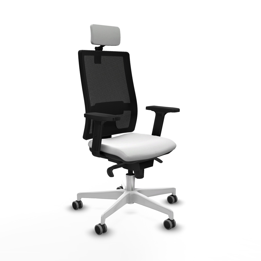 Horna sincro malla negra bali blanco brazos 2D base blanca cabecero 2D ruedas 65mm engomadas