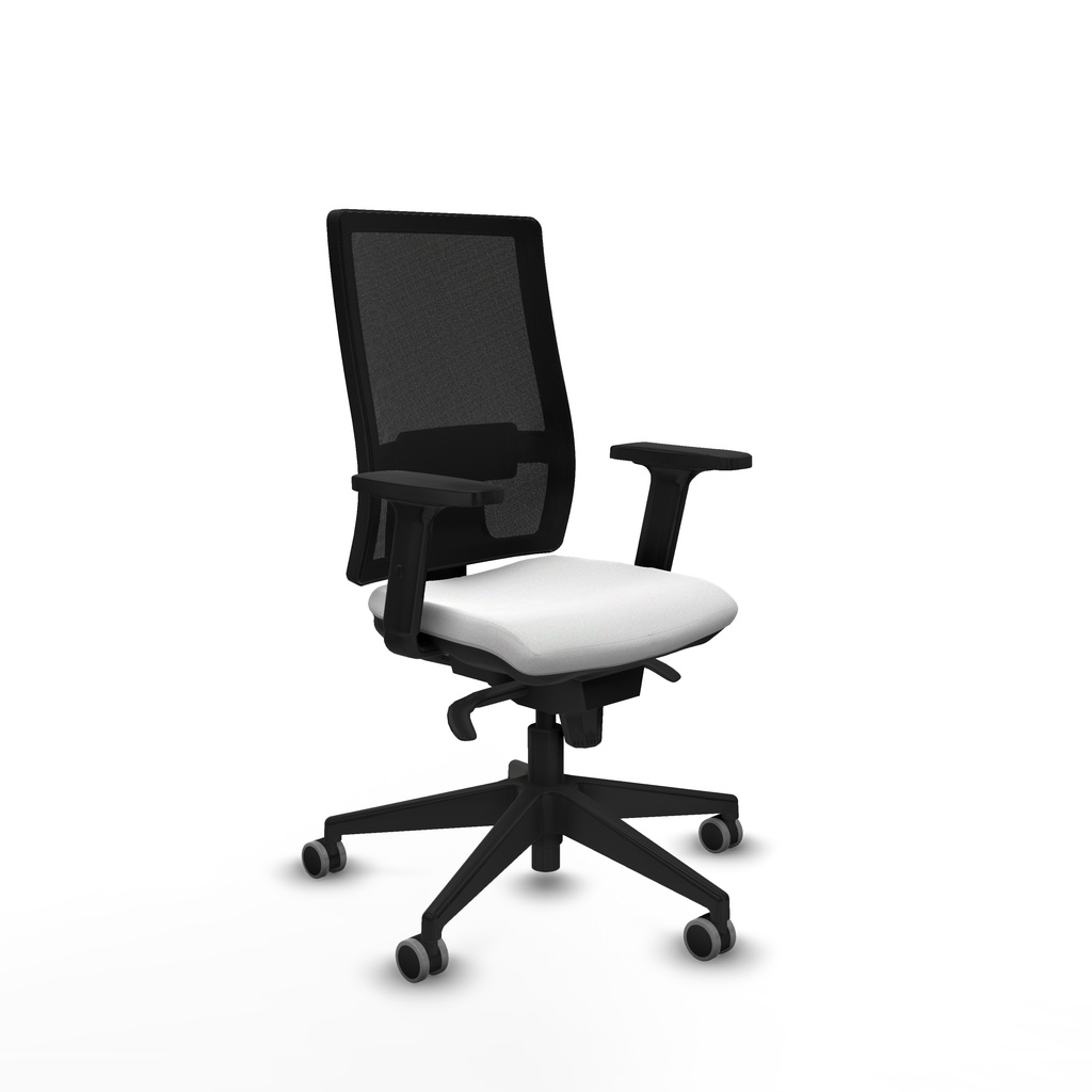 [10S4M5B10B2D066G0] Horna sincro malla negra bali blanco brazos 2D base piramidal  ruedas 65mm engomadas