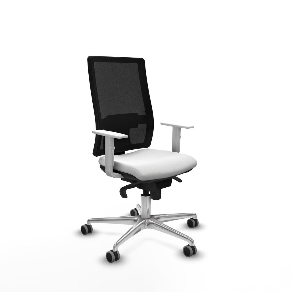 Horna sincro malla negra bali blanco brazos blancos base aluminio  ruedas 65mm engomadas
