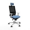 Horna sincro malla negra bali azul cielo brazos blancos base aluminio cabecero 2D ruedas 65mm engomadas