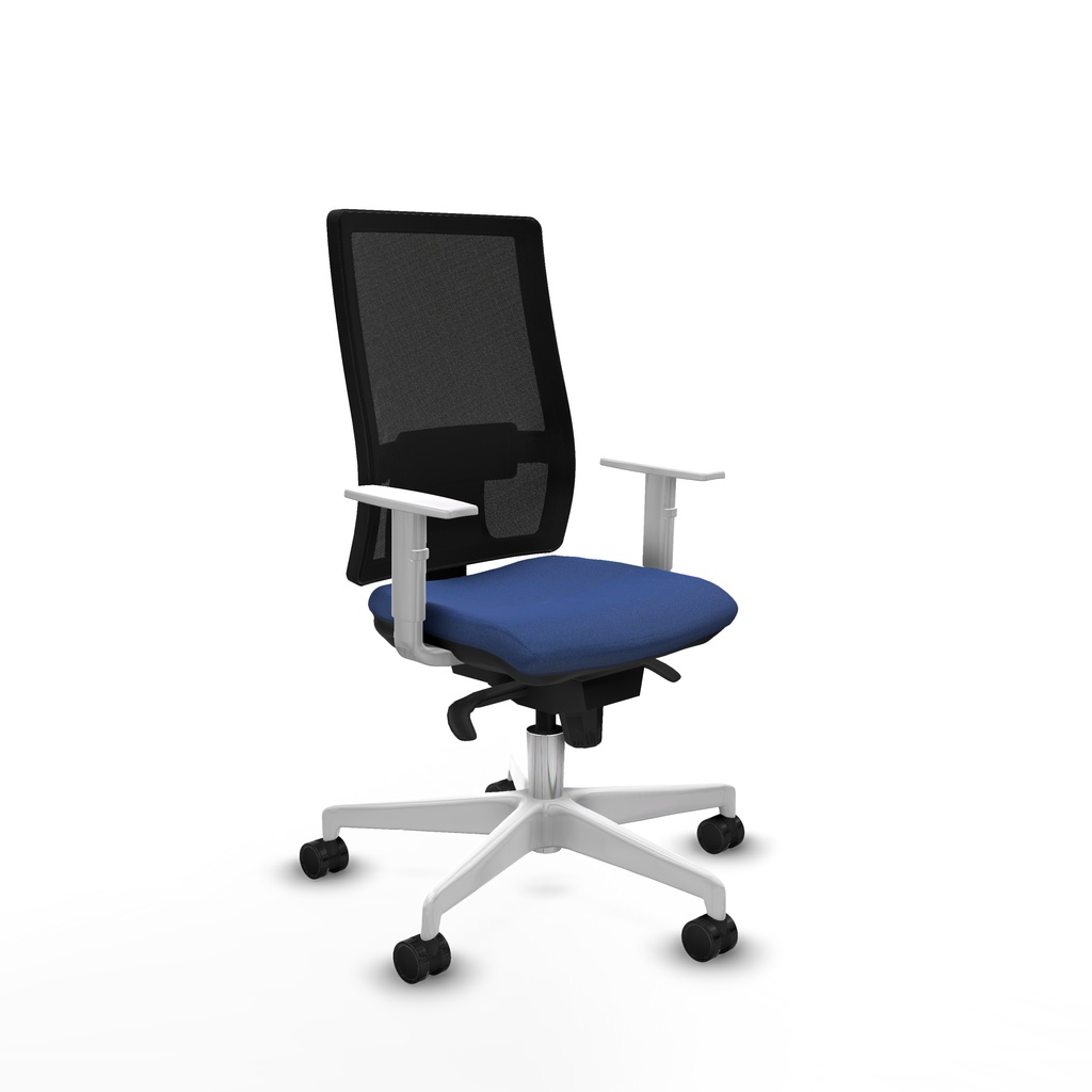 Horna sincro malla negra bali azul marino brazos blancos base blanca  ruedas 65mm nailon