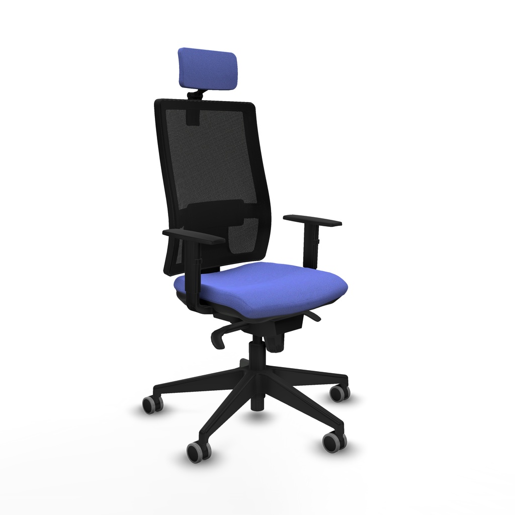 Horna sincro malla negra bali azul claro brazos 1D base piramidal cabecero 2D ruedas 65mm engomadas
