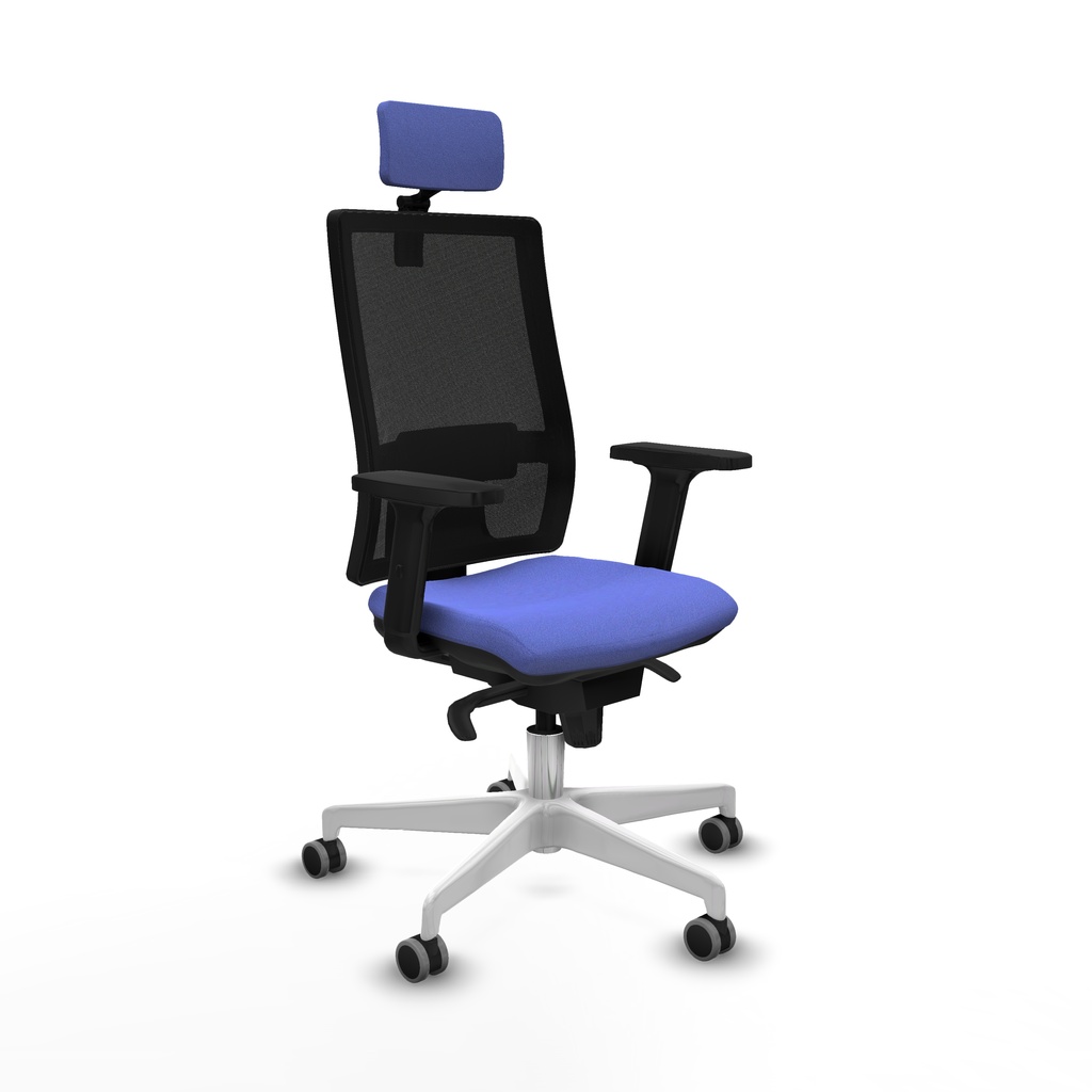 Horna sincro malla negra bali azul claro brazos 2D base blanca cabecero 2D ruedas 65mm engomadas