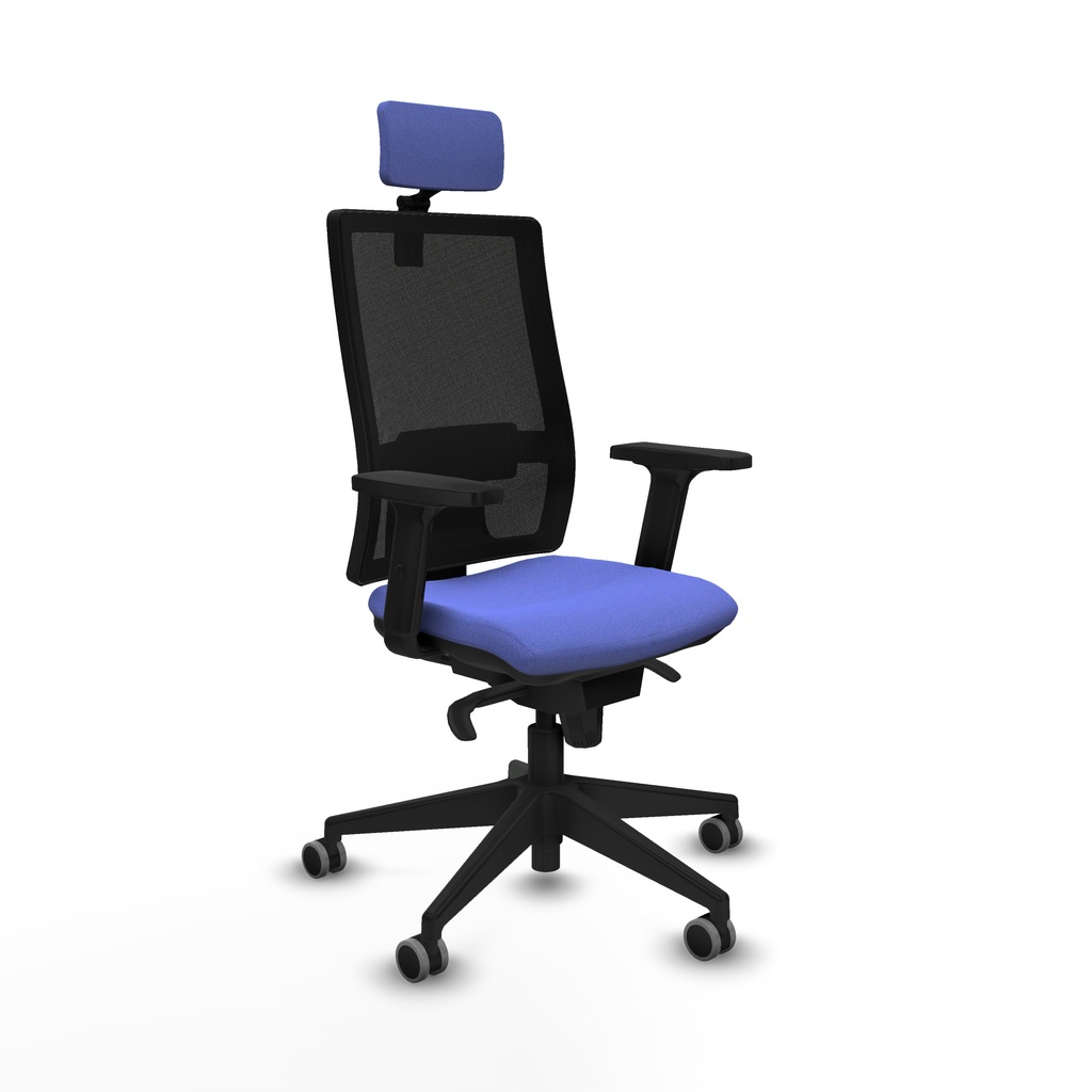 Horna sincro malla negra bali azul claro brazos 2D base piramidal cabecero 2D ruedas 65mm engomadas