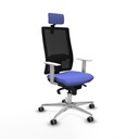 Horna sincro malla negra bali azul claro brazos blancos base aluminio cabecero 2D ruedas 65mm engomadas