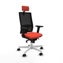 Horna sincro malla negra bali naranja oscuro brazos 2D base blanca cabecero 2D ruedas 65mm nailon