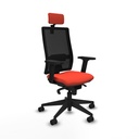 Horna sincro malla negra bali naranja oscuro brazos 2D base piramidal cabecero 2D ruedas 65mm nailon
