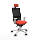 Horna sincro malla negra bali naranja oscuro brazos blancos base aluminio cabecero 2D ruedas 65mm nailon