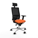 Horna sincro malla negra bali naranja brazos 2D base aluminio cabecero fijo ruedas 65mm nailon