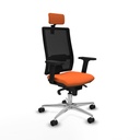 Horna sincro malla negra bali naranja brazos 2D base aluminio cabecero 2D ruedas 65mm nailon