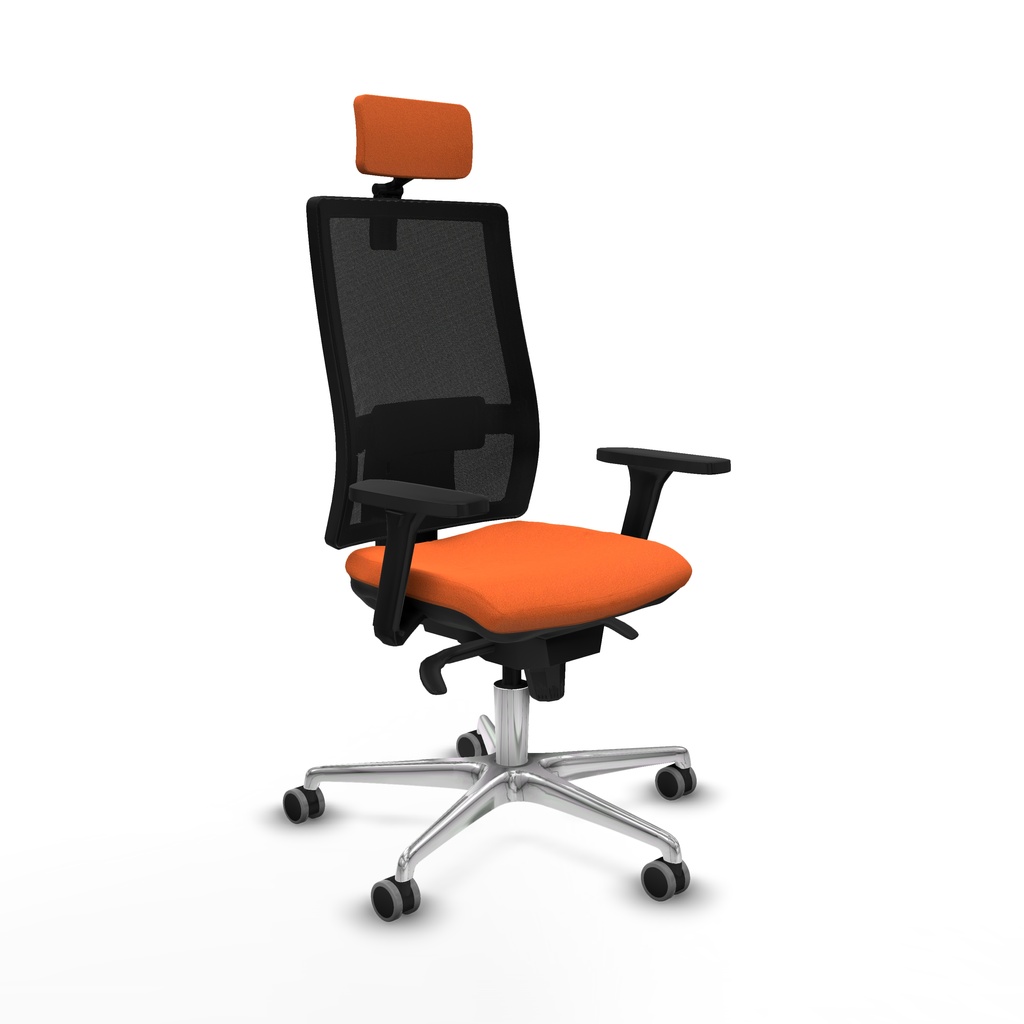 Horna sincro malla negra bali naranja brazos 3D base aluminio cabecero 2D ruedas 65mm engomadas