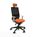 Horna sincro malla negra bali naranja brazos blancos base piramidal cabecero 2D ruedas 65mm nailon