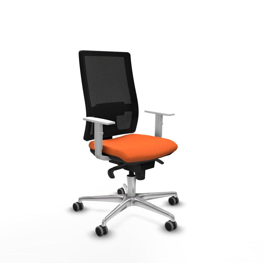Horna sincro malla negra bali naranja brazos blancos base aluminio  ruedas 65mm engomadas