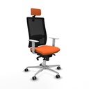 Horna sincro malla negra bali naranja brazos blancos base aluminio cabecero 2D ruedas 65mm engomadas