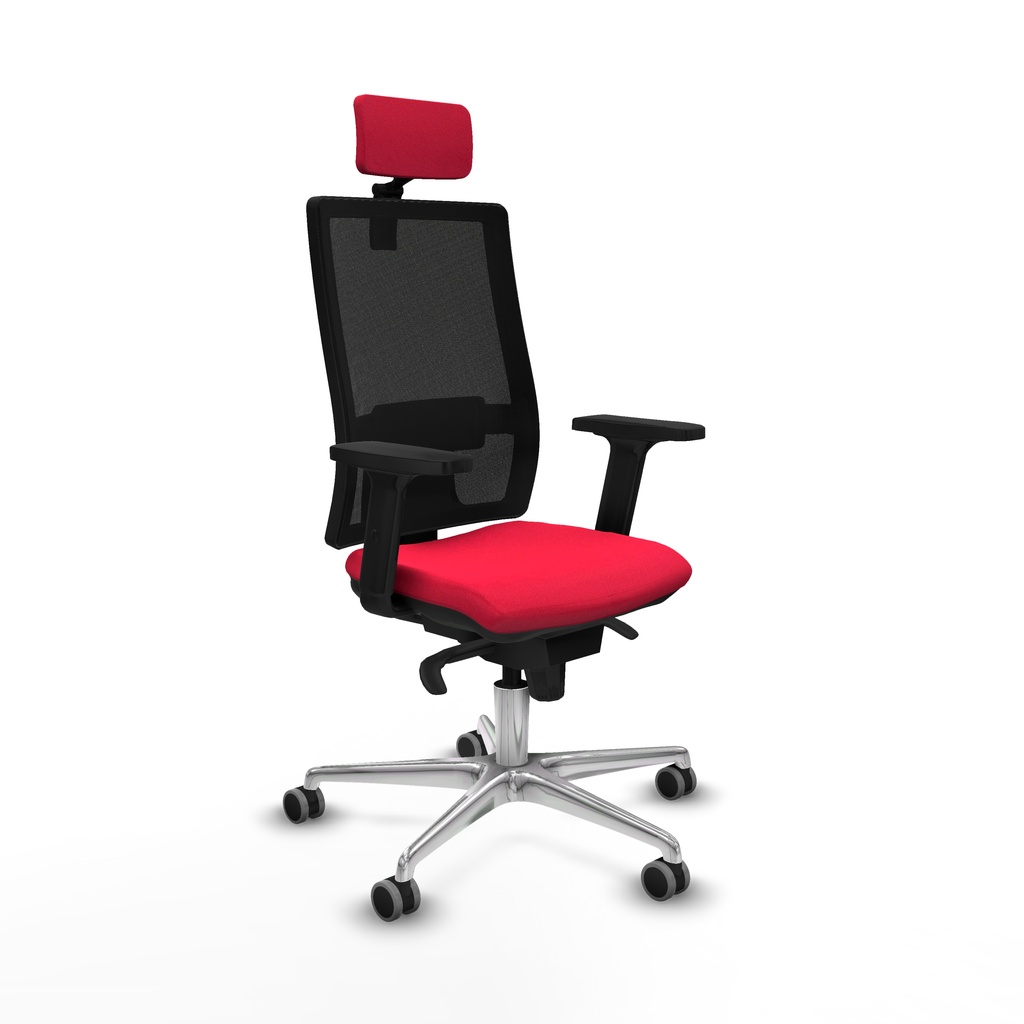Horna sincro malla negra bali rojo brazos 2D base aluminio cabecero 2D ruedas 65mm engomadas