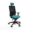 Horna sincro malla negra bali turquesa brazos 1D base piramidal cabecero 2D ruedas 65mm nailon