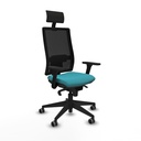 Horna sincro malla negra bali turquesa brazos 3D base piramidal cabecero fijo ruedas 65mm engomadas