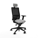 Horna sincro malla negra bali gris claro brazos 2D base piramidal cabecero 2D ruedas 65mm nailon