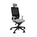 Horna sincro malla negra bali gris claro brazos blancos base piramidal cabecero 2D ruedas 65mm nailon