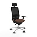 Horna sincro malla negra bali marrón oscuro brazos 3D base aluminio cabecero fijo ruedas 65mm engomadas