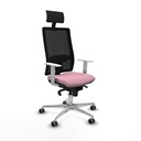 Horna sincro malla negra bali rosa brazos blancos base aluminio cabecero fijo ruedas 65mm engomadas