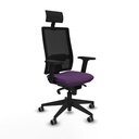Horna sincro malla negra bali morado brazos 2D base piramidal cabecero fijo ruedas 65mm engomadas