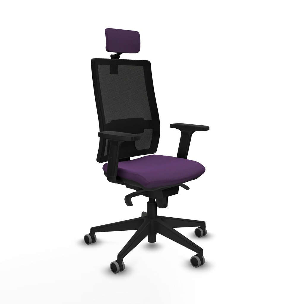 Horna sincro malla negra bali morado brazos 2D base piramidal cabecero 2D ruedas 65mm engomadas