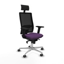 Horna sincro malla negra bali morado brazos 2D base aluminio cabecero fijo ruedas 65mm engomadas