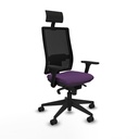 Horna sincro malla negra bali morado brazos 3D base piramidal cabecero fijo ruedas 65mm nailon