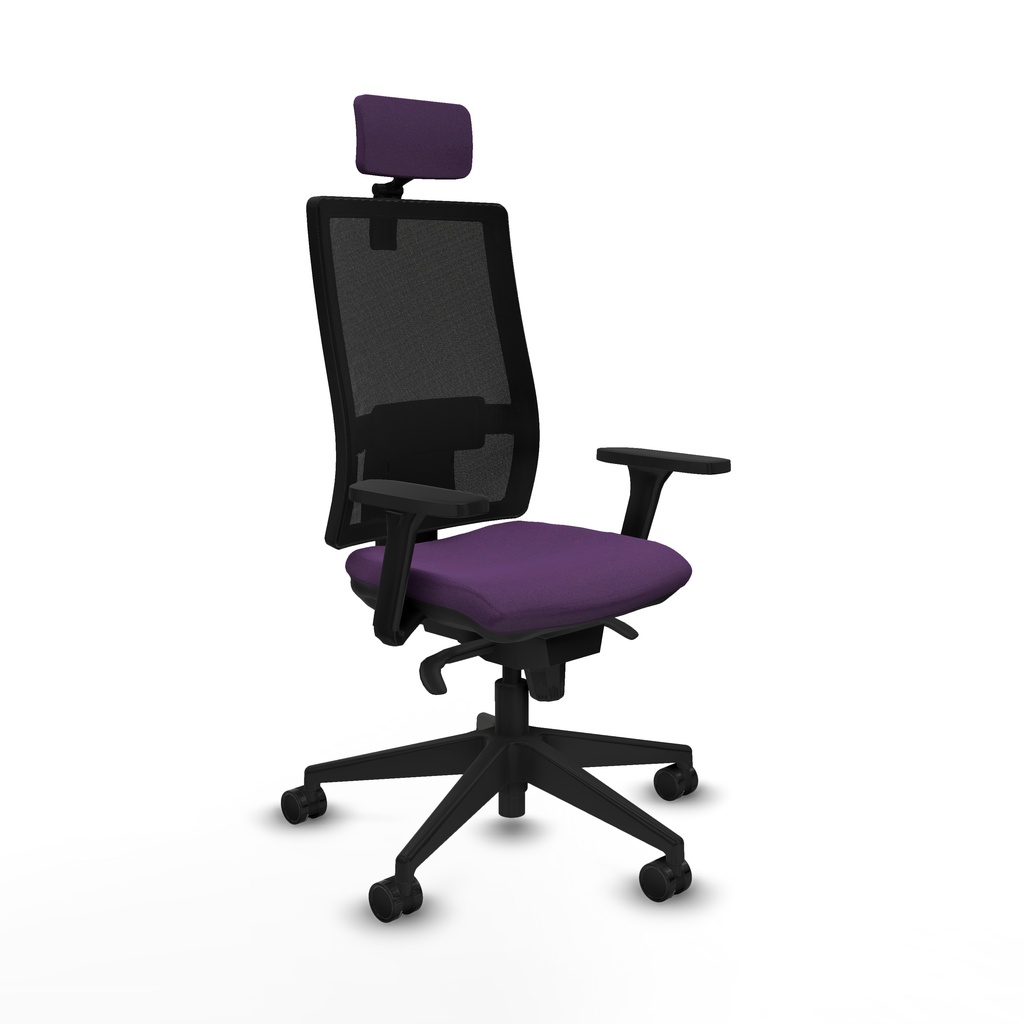 Horna sincro malla negra bali morado brazos 3D base piramidal cabecero 2D ruedas 65mm nailon