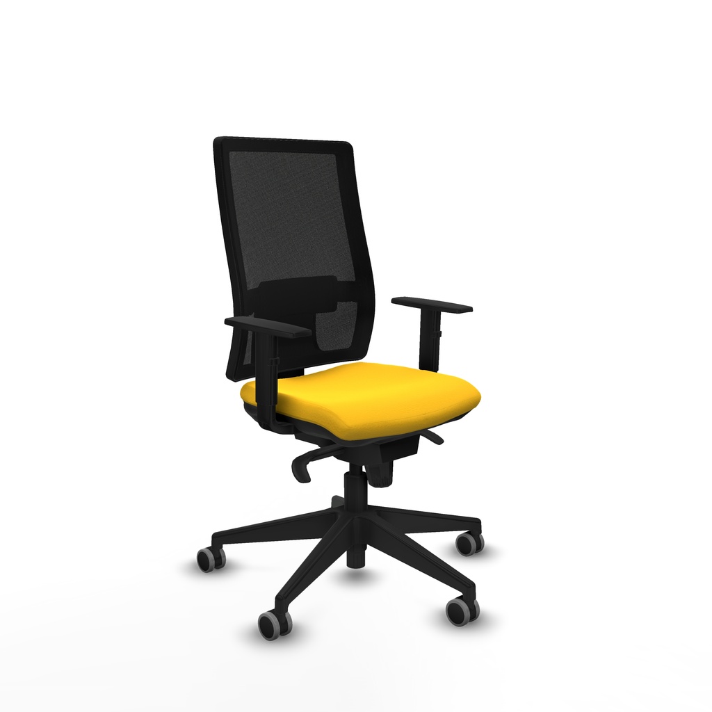Horna sincro malla negra similpiel amarillo brazos 1D base piramidal  ruedas 65mm engomadas
