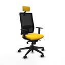 Horna sincro malla negra similpiel amarillo brazos 1D base piramidal cabecero 2D ruedas 65mm nailon