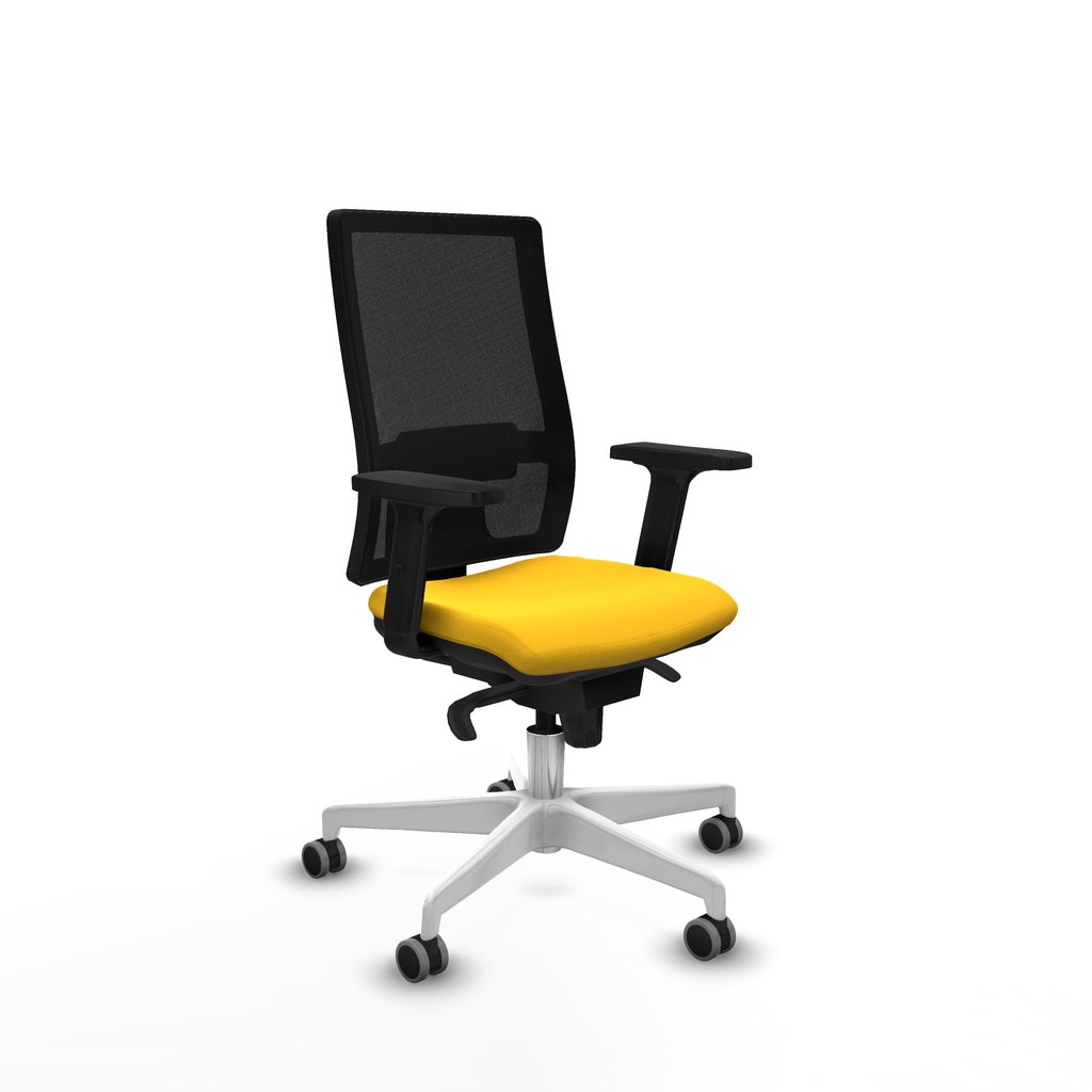 Horna sincro malla negra similpiel amarillo brazos 2D base blanca  ruedas 65mm engomadas