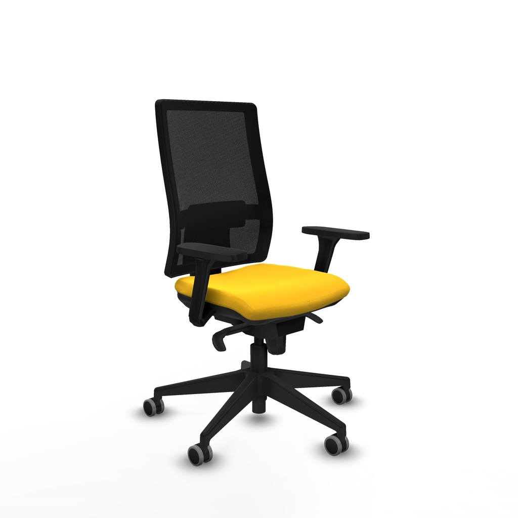 Horna sincro malla negra similpiel amarillo brazos 3D base piramidal  ruedas 65mm engomadas