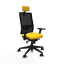 Horna sincro malla negra similpiel amarillo brazos 3D base piramidal cabecero 2D ruedas 65mm nailon
