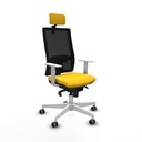 Horna sincro malla negra similpiel amarillo brazos blancos base blanca cabecero 2D ruedas 65mm engomadas