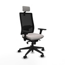 Horna sincro malla negra similpiel blanco brazos 3D base piramidal cabecero 2D ruedas 65mm nailon