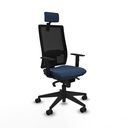 Horna sincro malla negra similpiel azul marino brazos 1D base piramidal cabecero 2D ruedas 65mm nailon