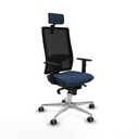 Horna sincro malla negra similpiel azul marino brazos 1D base aluminio cabecero 2D ruedas 65mm engomadas