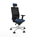 Horna sincro malla negra similpiel azul marino brazos 2D base blanca cabecero 2D ruedas 65mm nailon